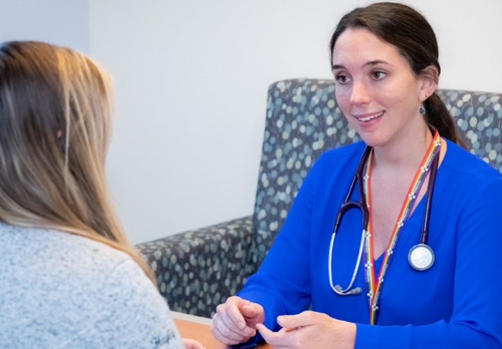 Natasha Frederick consults with a patient