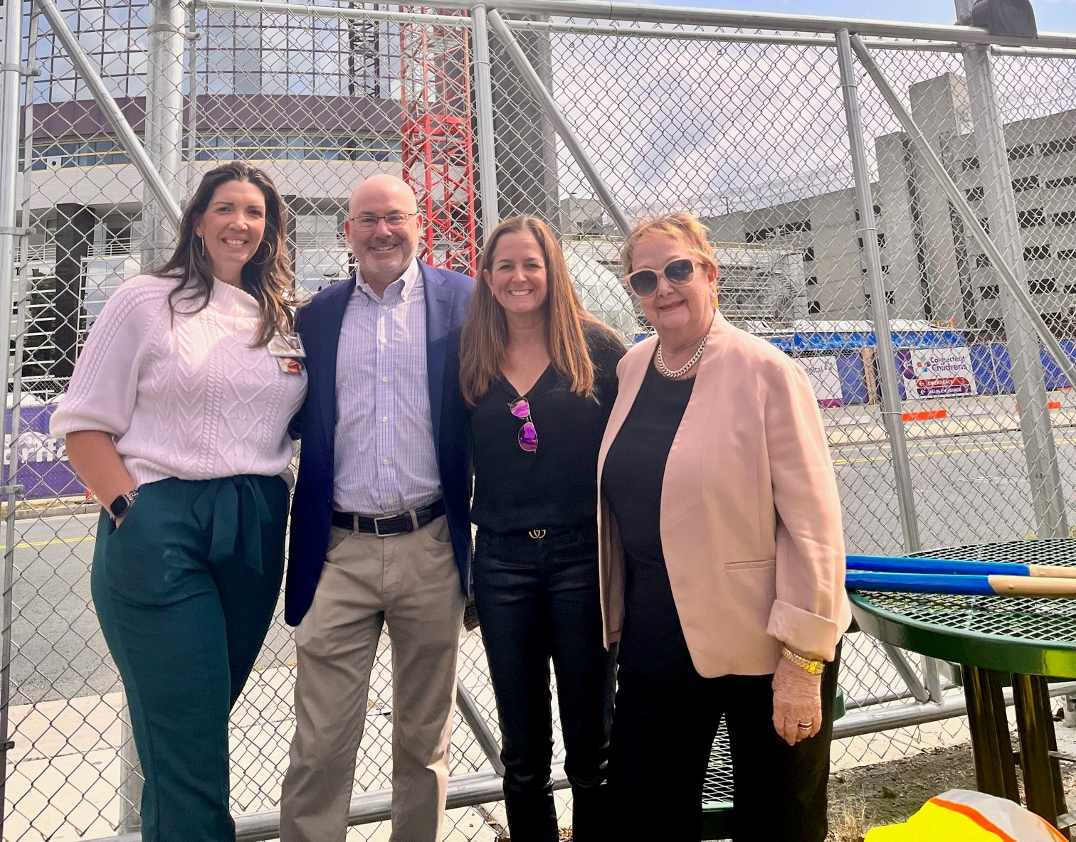 Mandell-Braunstein family meets with Karri May, Senior Director of Facilities at Connecticut Children's.