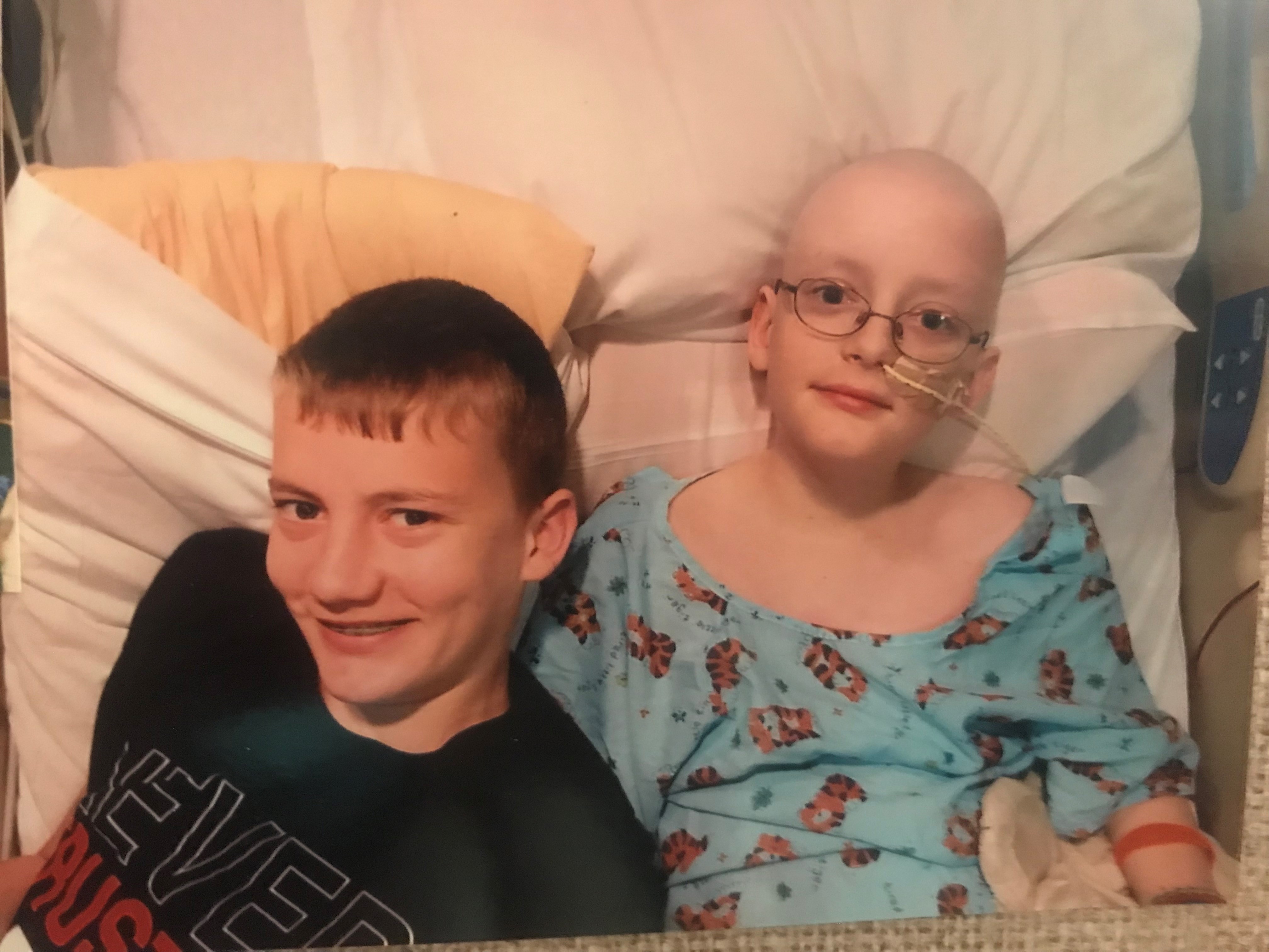 Isaac, joined by his big brother Sage, prior to the bone marrow transplant.