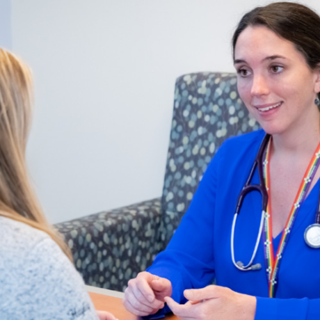 Natasha Frederick consults with a patient