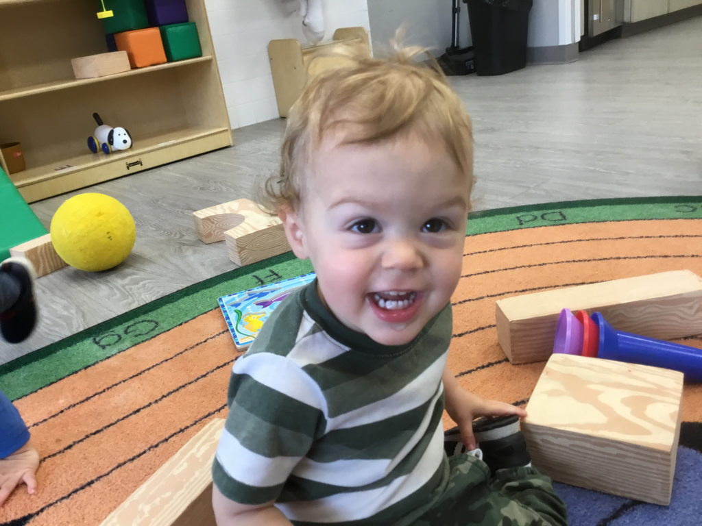 Telmo Junior plays with blocks