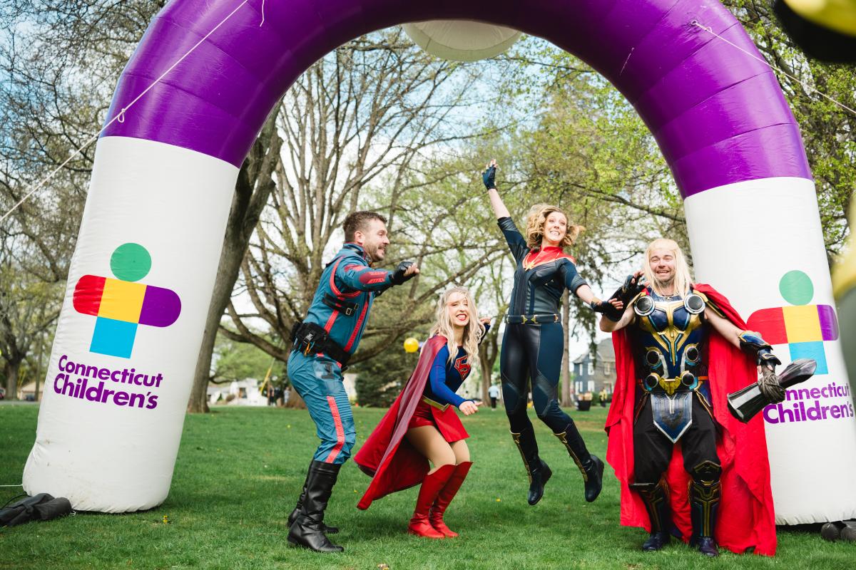 Team jumping with excitement