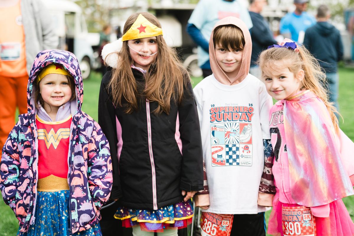 Kids dressed up for Superhero Sunday