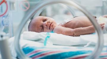 baby sleeping in NICU crib